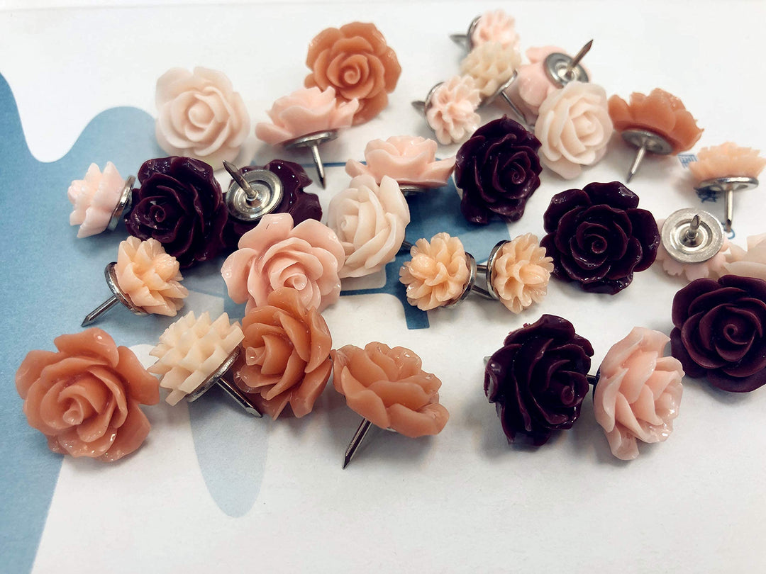 Seven YJ.Push Pins 24 Pcs,Decorative ThumbTacks for CorkBoard,Feature Wall, Office Organization or Home
