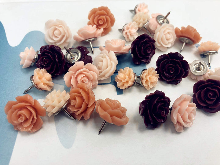 Seven YJ.Push Pins 24 Pcs,Decorative ThumbTacks for CorkBoard,Feature Wall, Office Organization or Home
