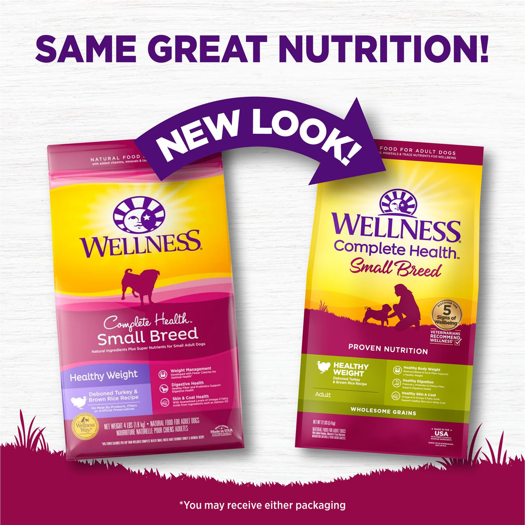 Complete Health Dry Dog Food, Small Breed, Wholesome Grains, Natural, Healthy Weight Turkey & Brown Rice Recipe, (4-Pound Bag)