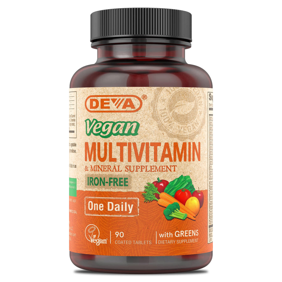 Vegan Multivitamin & Mineral Supplement Iron-Free - Vegan Formula with Green Whole Foods, Veggies, and Herbs - High Potency - 100% Vegan - 90 Count (Pack of 1)