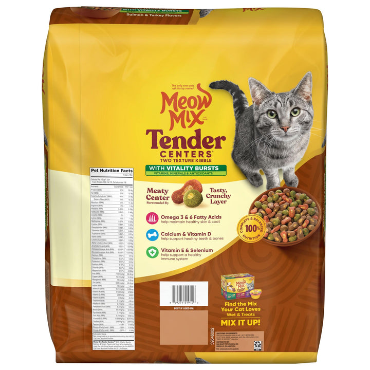 Tender Centers Dry Cat Food, Salmon & Turkey with Vitality Bursts, 13.5 Pound Bag
