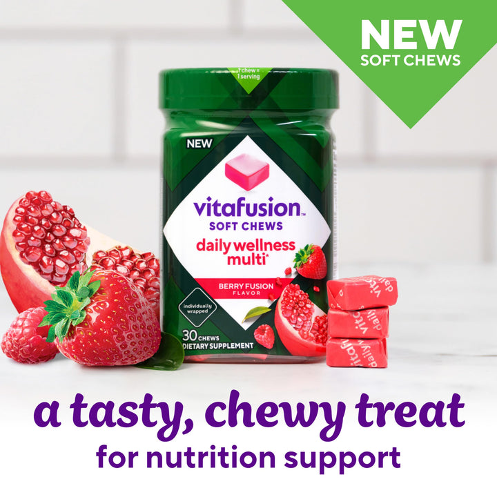 Soft Chews Daily Wellness Multi(1), Chewable Multivitamins for Adults, Individually Wrapped, Berry Fusion Flavor, 30 Chews, 30 Day Supply