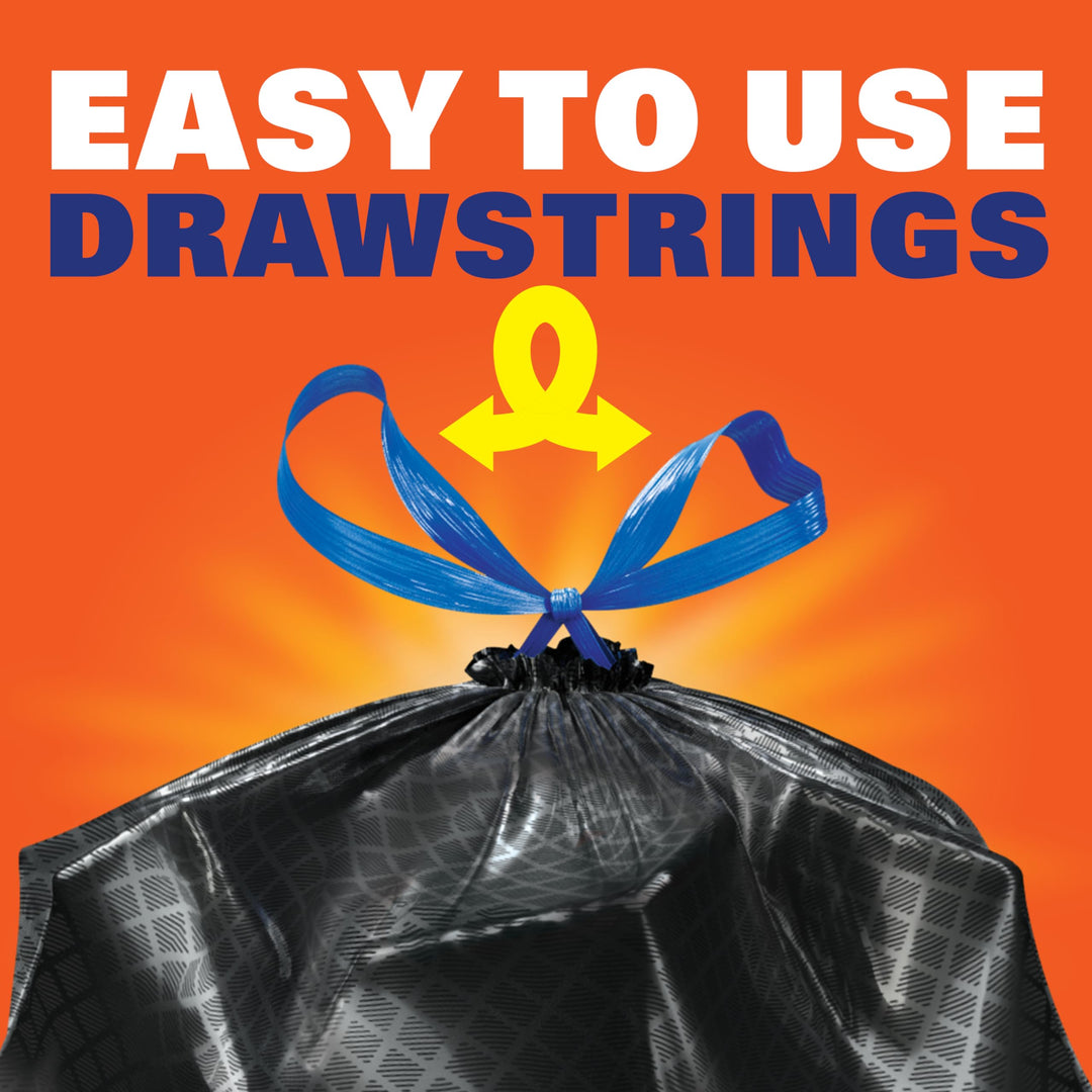 Ultra Strong 30 Gallon Trash Bags, Black Large Trash Bags 30 Gallon Size, Multipurpose, Break Resistant Drawstring Closure, Resists Leaks, Punctures, and Tears, Black, Fabuloso Scent, 50 Bags