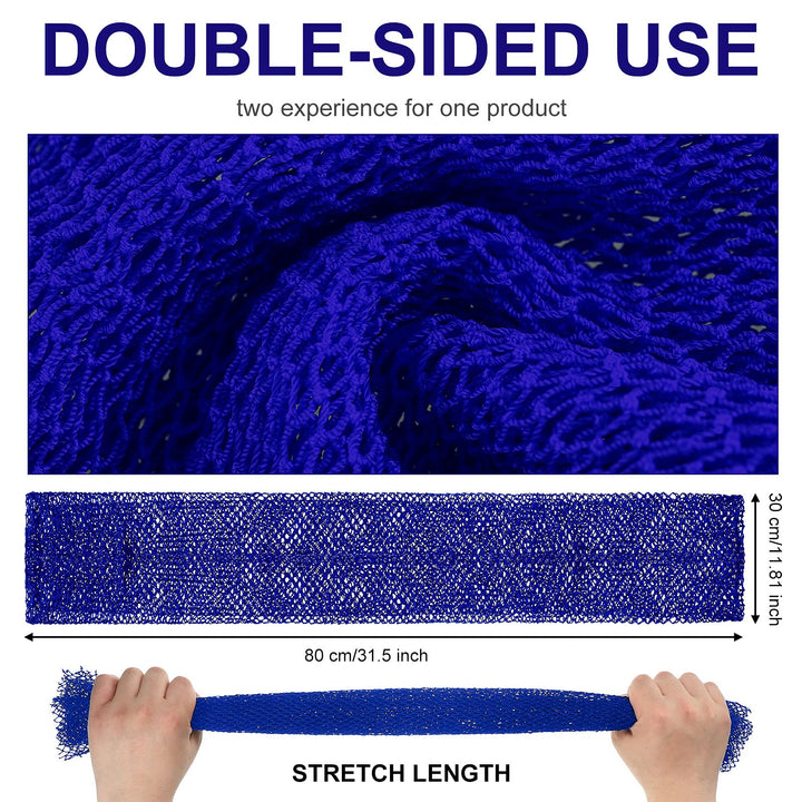 African Net Bath Sponge African Body Exfoliating Net Long Net Bathing Sponge Exfoliating Shower Body Scrubber Back Scrubber Skin Smoother for Daily Use or Stocking Stuffer (Blue)