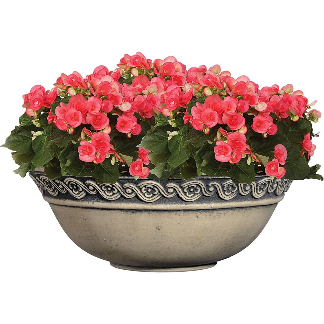 Corinthian Resin Flower Pot Planter Bowl, Gray, 12