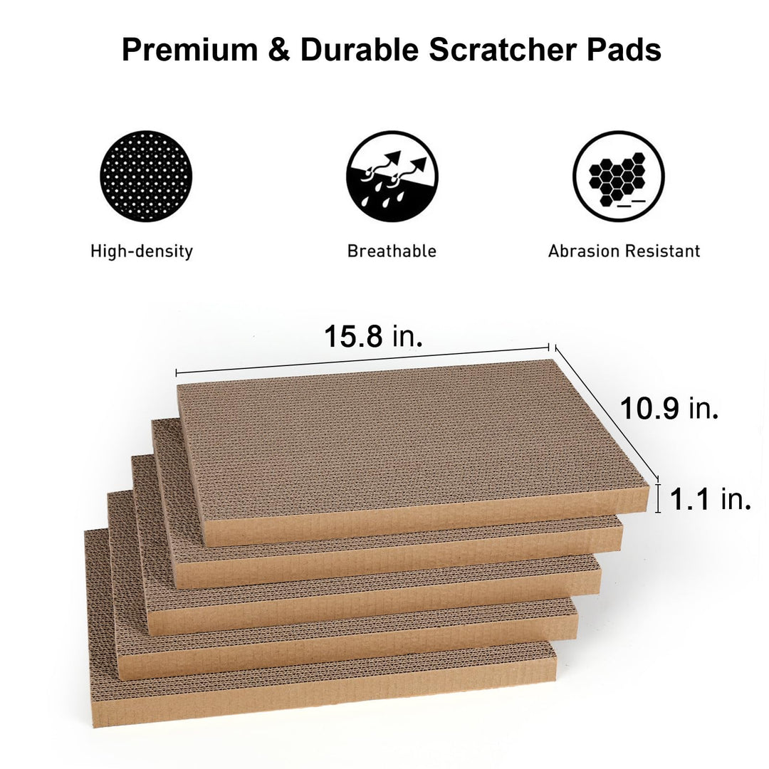 5 PCS Cat Scratching Boards, 11.4 Inch Width Ex-Large Cat Scratcher Box, Reversible Cardboard Scratchers for Indoor Cats, Cat Scratch Box for Large, Medium and Small Cats, Protect Furniture