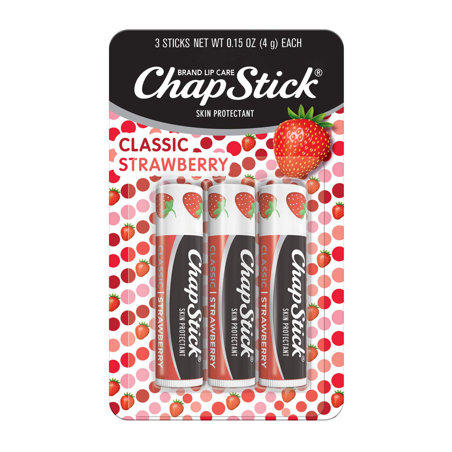 Classic Lip Balm, Triple Pack, Strawberry, 0.15oz