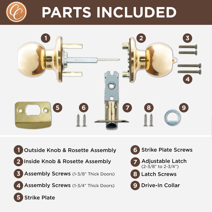 BK2030PB Ball Door Knob, Privacy Function, 1 Pack, Polished Brass