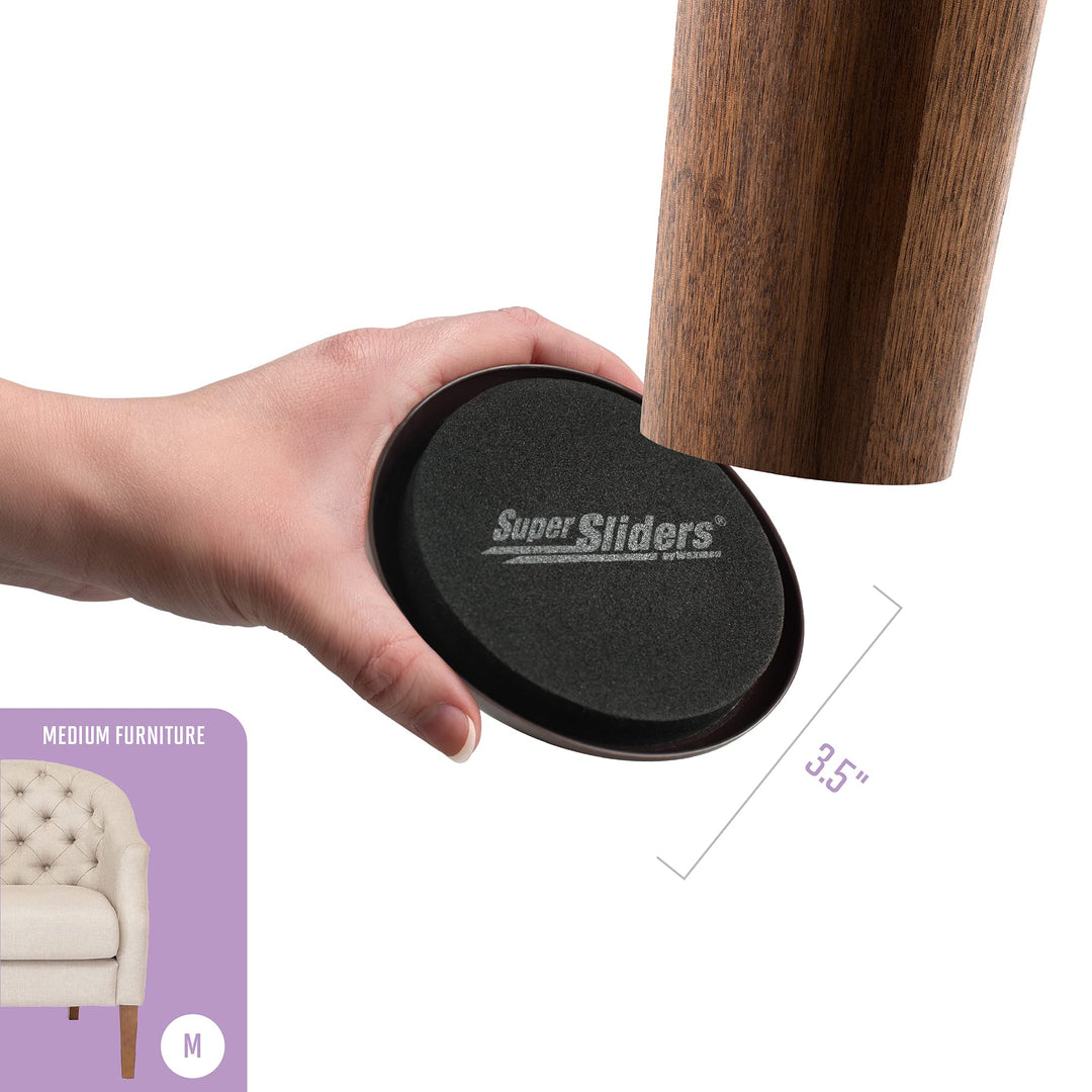 3 1/2 Round Reusable Furniture Sliders for Carpet - Effortless Moving and Surface Protection, Beige (4 Pack)