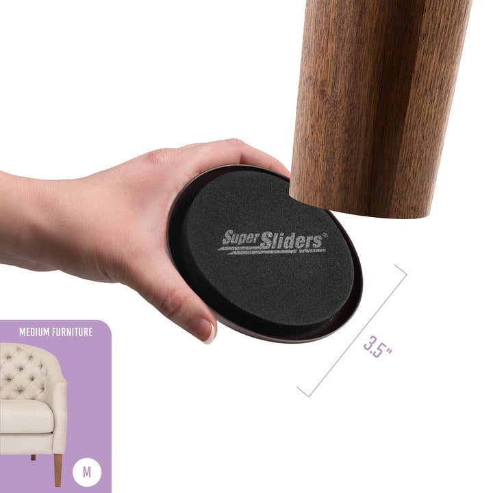 3 1/2 Round Reusable Furniture Sliders for Carpet - Effortless Moving and Surface Protection, Beige (4 Pack)