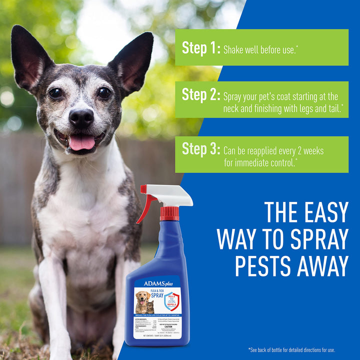 Plus Flea & Tick Spray with Precor ; Kills Adult Fleas, Flea Eggs, Flea Larvae, Ticks, and Repels Mosquitoes For Up To 2 Weeks ; Controls Flea Reinfestation For Up To 2 Months ; 32 Oz