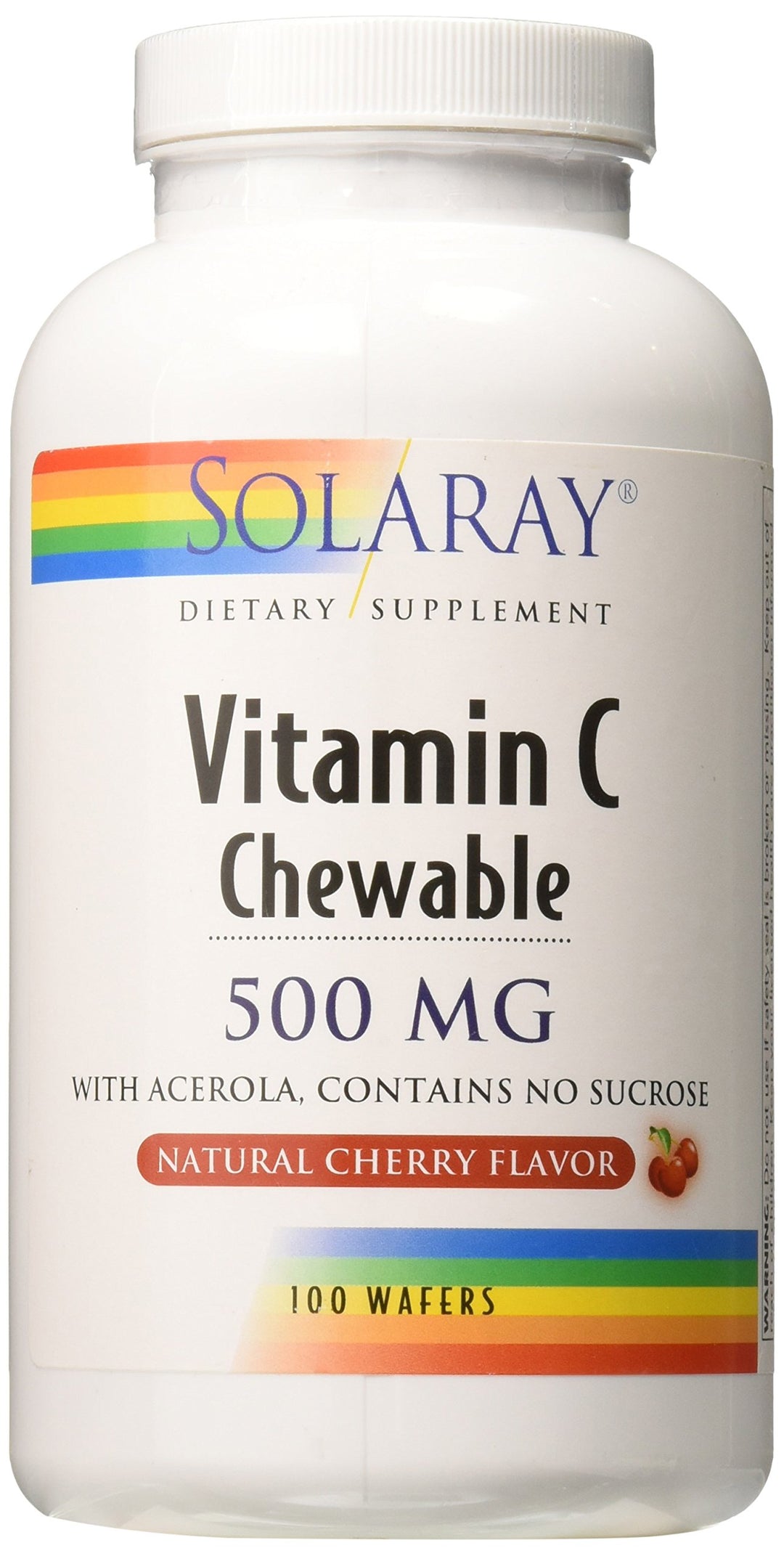 Chewable Vitamin C 500 mg, Natural Cherry Flavor with Natural Sweeteners, Antioxidant and Immune Support Supplement with Whole Food Base, 60-Day Guarantee, 100 Servings, 100 Chewables