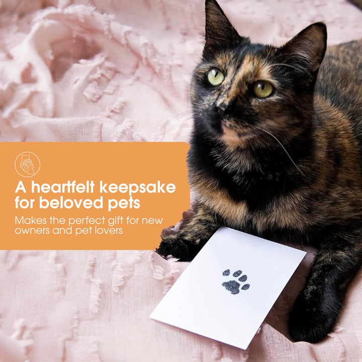 Pet Paw Print Clean Touch Ink Pad and Imprint Cards, Perfect for Cats or Dogs, Black