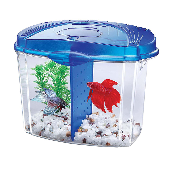 Betta Bowl Aquarium Fish Tank Kit, Blue, Half Gallon