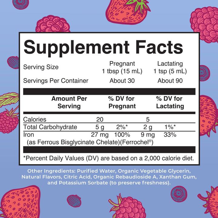 | Liquid Iron Supplement Prenatal & Postnatal for Pregnant & Lactating | Iron Deficiency | Immune Support | Sugar/Gluten Free | Vegan | Non-GMO | 15.22 Fl Oz