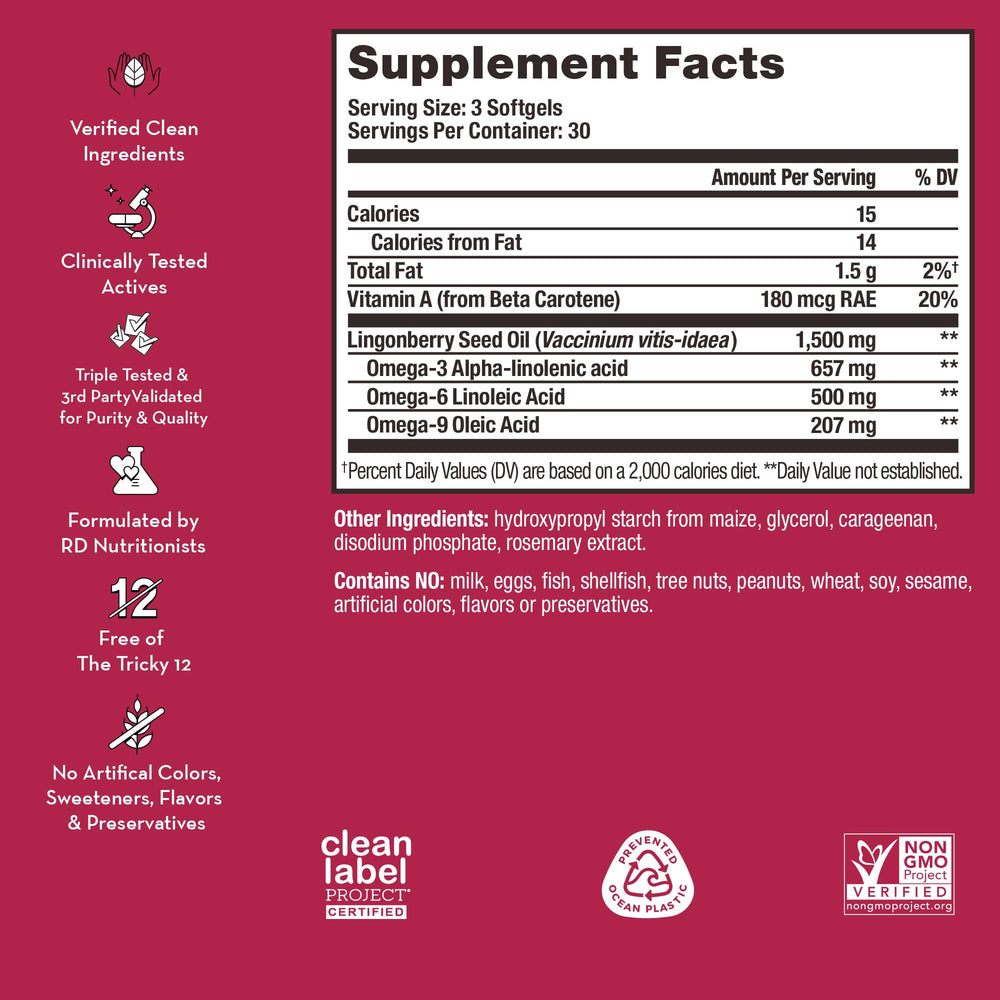 Arctic Repair - Clear Skin Supplement with Vitamins A & E, Omegas 3, 6 & 9, and Lingonberry Seed Oil to Help Reduce Appearance of Wrinkles, Rejuvenate & Hydrate Skin (90-Count)