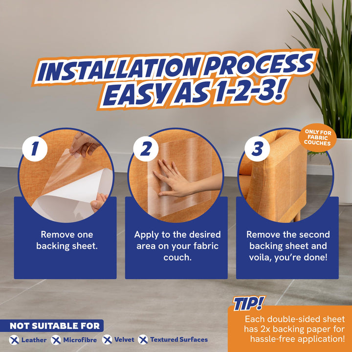 Couch Protectors from Cat Claws – 8-Pack Double Sided Sticky Cat Tape for Furniture – 4-Pack XL + 4-Pack L, Anti-Scratch, Deters Cat Scratches Immediately