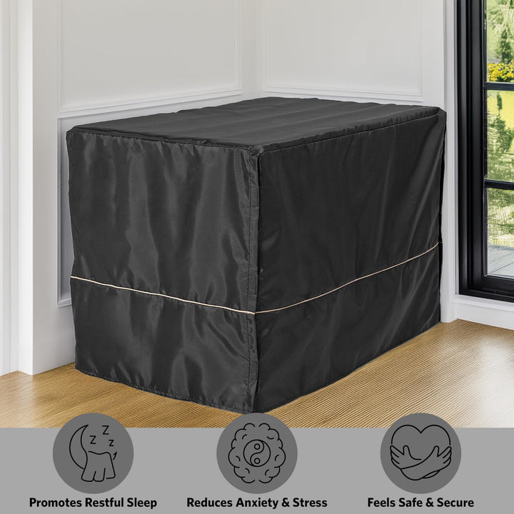 Dog Crate Cover, Privacy Dog Crate Cover Fits Midwest Dog Crates, Crate Cover Only, Machine Wash & Dry, Black, 30-Inch