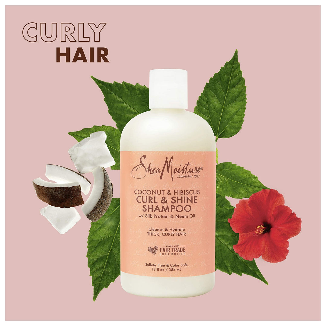 Curl and Shine Coconut Shampoo Coconut and Hibiscus for Curly Hair Paraben Free Shampoo 13 oz
