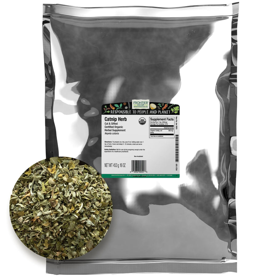 Organic Catnip, 1-Pound Bulk, Loved By Cats & Gardeners, Popular Tea Blend, Organic, Kosher