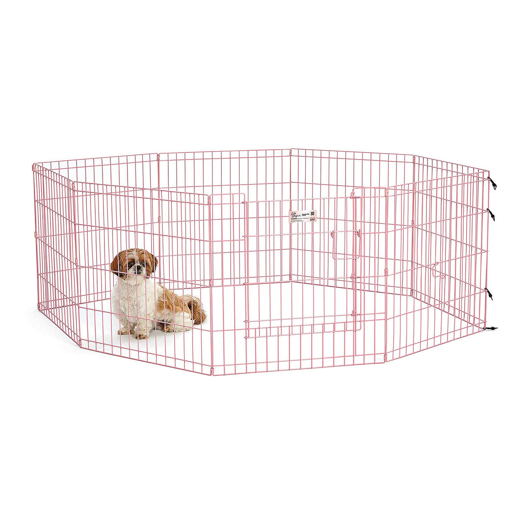 Dog Exercise Pen & Playpen, 24 W x 24 H, with Door, Pink