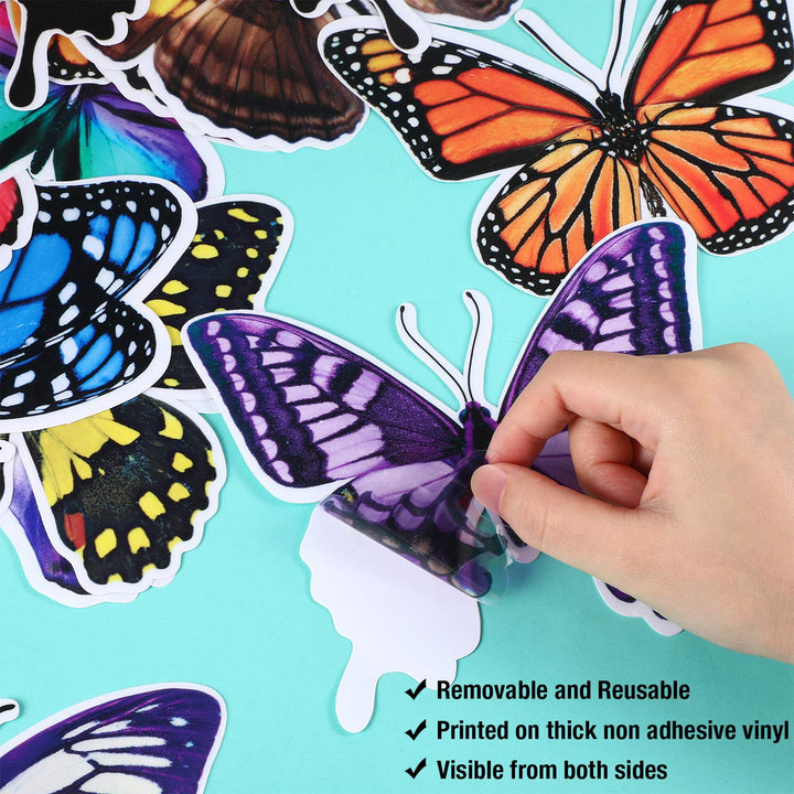 Large Size Butterfly Window Clings Anti-Collision Window Clings Decals to Prevent Bird Strikes on Window Glass Non Adhesive Vinyl Cling Butterfly Stickers(40 Pieces)
