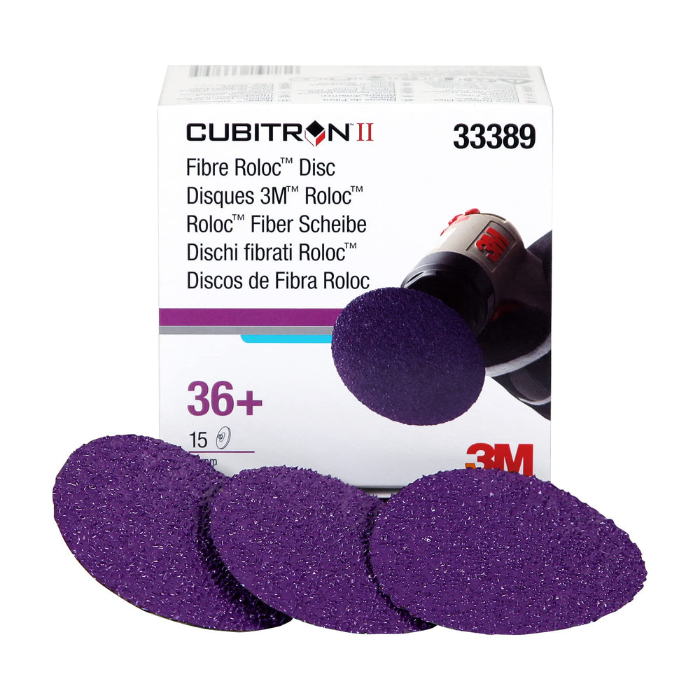 3M II Roloc Fibre Disc, 786C, 33389, 3 in, 36+ Grit, 15 Pack, High Performance, Fast Cutting, Long Lasting