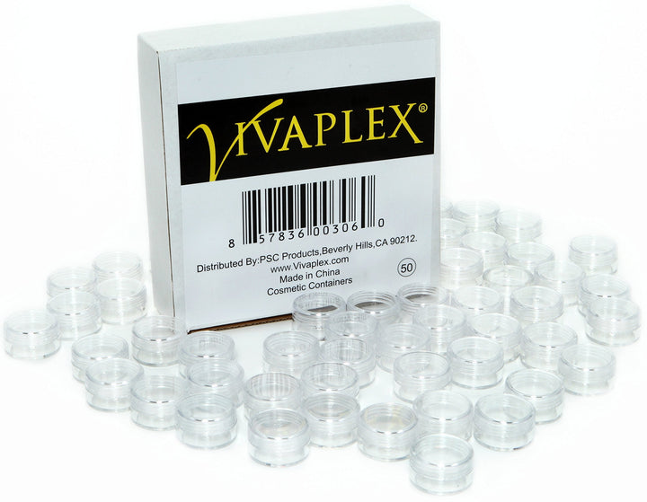 , 50, Clear, Empty, 5 Gram Plastic Pot Jars, Cosmetic Containers.