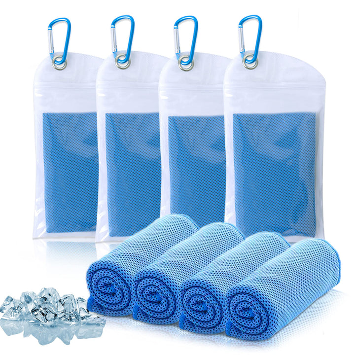 4 Packs Cooling Towels, Sweat Towel for Hot Weather Cold Breathable Soft Lightweight Chilly Face & Neck Rags for Sport, Gym, Beach, Camping, Hiking, Workout, Travel