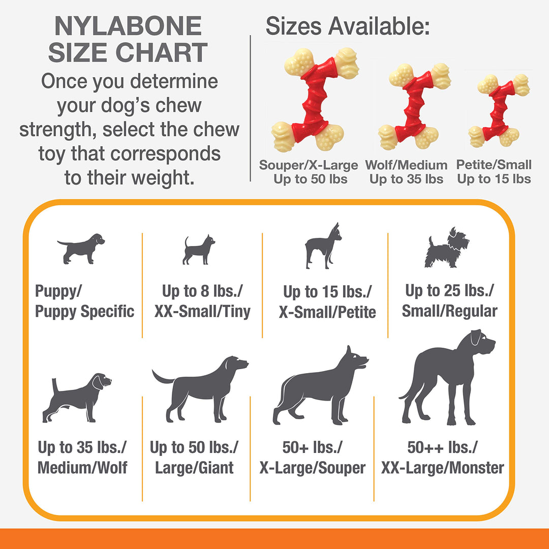 Double Bone Power Chew Toy for Dogs, Dog Toys for Aggressive Chewers, Bacon Flavor, X-Small - Up to 15 lbs, 1 Count