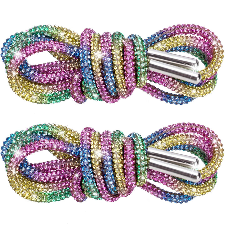 2Pairs Crystal Rhinestone Glitter Rope, Bling Bling Shiny Round shoe laces for sneakers, Drawstring Cords Replacement for Sweatpants Shorts Crystal Hoodies