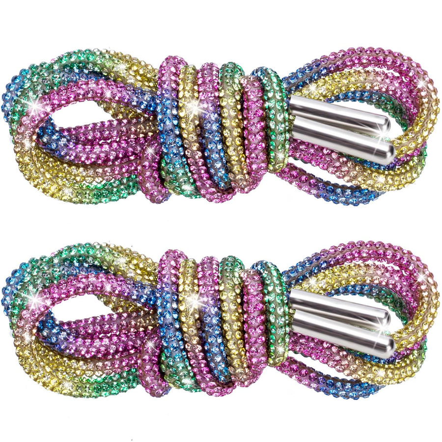 2Pairs Crystal Rhinestone Glitter Rope, Bling Bling Shiny Round shoe laces for sneakers, Drawstring Cords Replacement for Sweatpants Shorts Crystal Hoodies