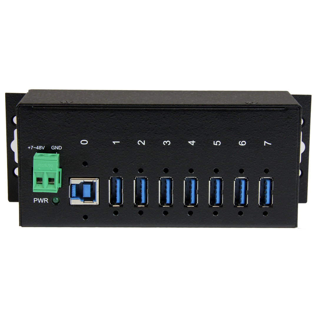 7-Port USB 3.0 Hub - 5Gbps - Metal Industrial USB-A Hub with ESD Protection & 350W Surge Protection - Din Rail Wall or Desk Mountable - TAA Compliant USB Expander Hub (ST7300USBME)