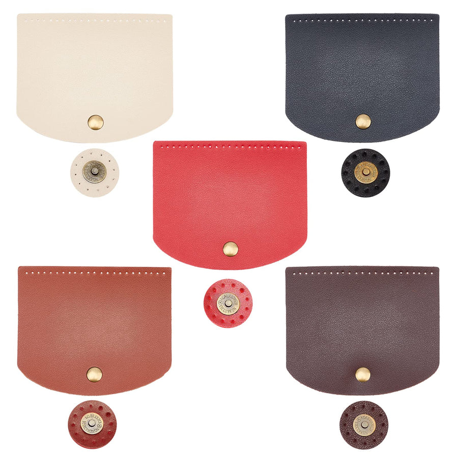 Bag Flip Cover, 5 Colors 4.7 x 4 Inch Rectangle Imitation Leather Bag Cover Sew on Faux Leather Tab Closure with Alloy Buckle for DIY Handbag Purse Shoulder Bag Making Supplies, 5Pcs/Set