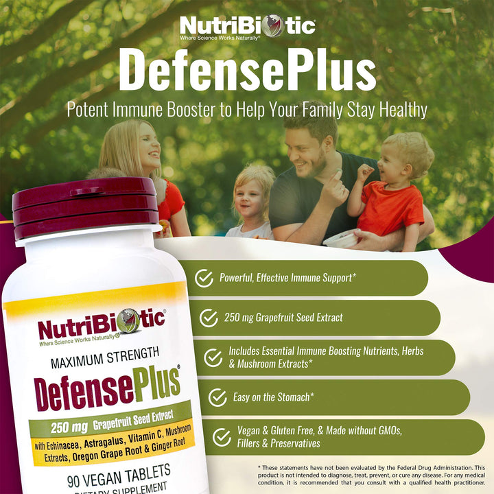 – DefensePlus, 90 Tablets - 11 in 1 Immune Support with Vitamin C, Zinc, Grapefruit Seed Extract, Echinacea, Astragalus Root & Immune Boosting Extracts & Mushrooms - Vegan & Gluten Free