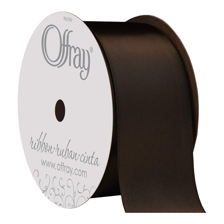 932728 1.5 Wide Single Face Satin Ribbon, Brown, 4 Yds