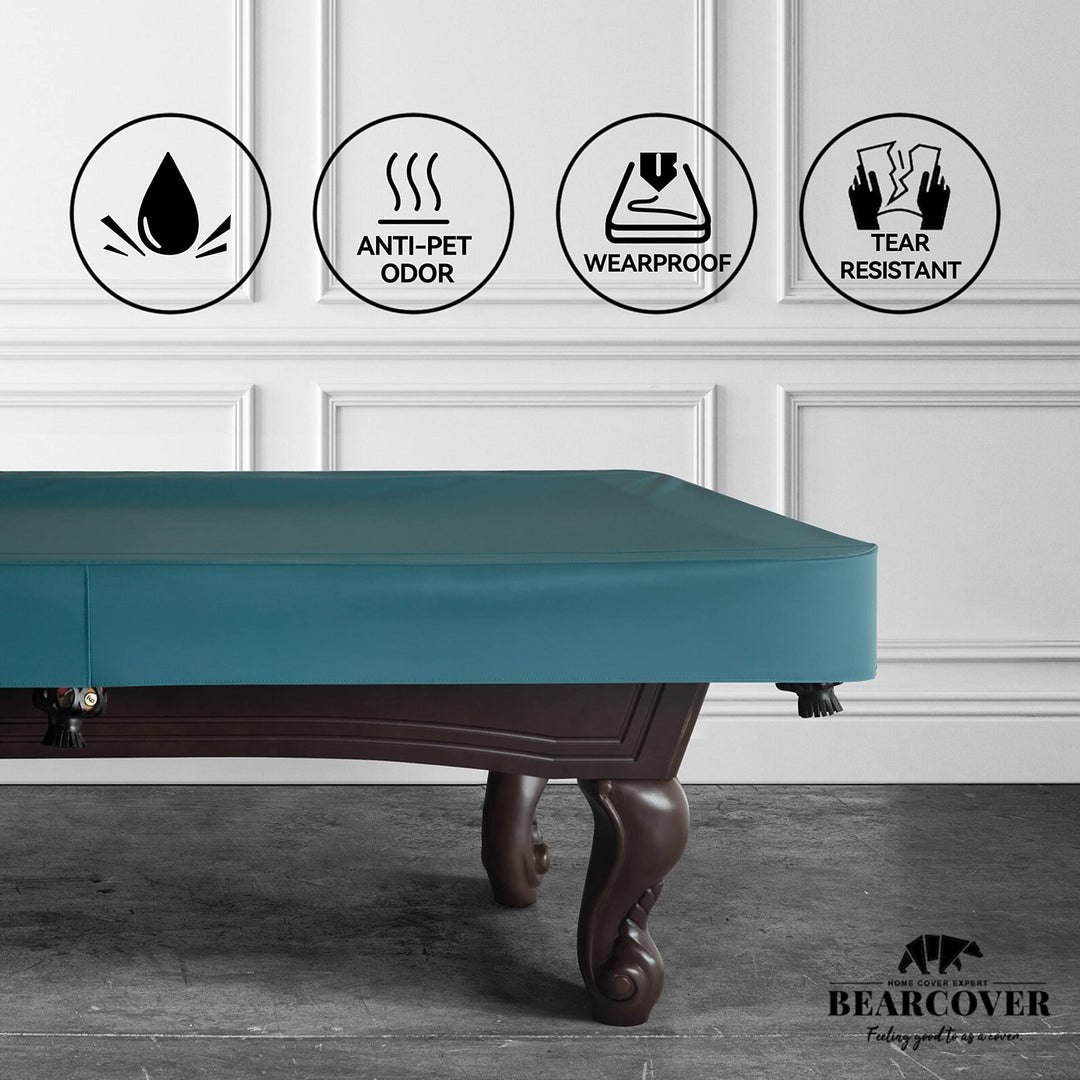 Heavy Duty Leatherette Billiard Pool Table Cover, Waterproof & Tearproof Cover for Pool Table 7/8/9FT (10 Colors Available) (8 Feet/Malachite Green)