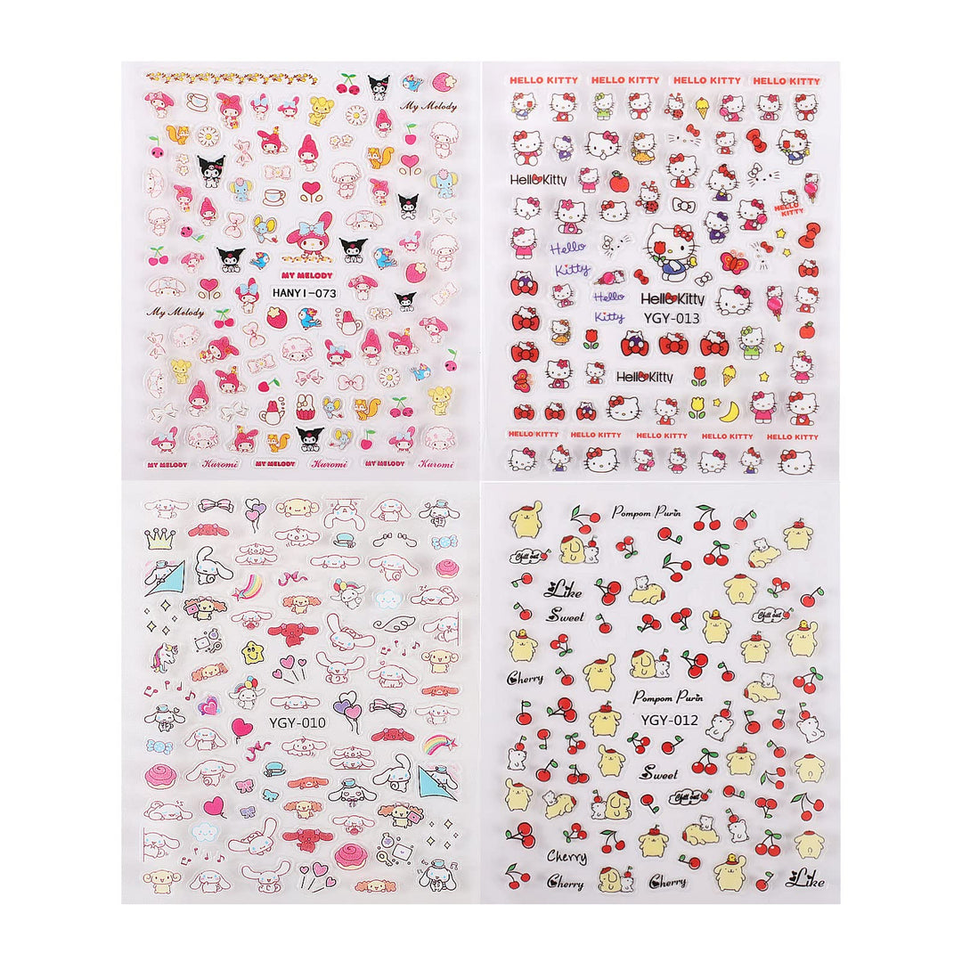 Cute Nail Stickers Cartoon Nail Art Stickers for Nail Art Decoration DIY, Kawaii Nail Charms Nail Decals for Women Kids Girls