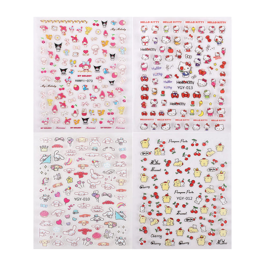 Cute Nail Stickers Cartoon Nail Art Stickers for Nail Art Decoration DIY, Kawaii Nail Charms Nail Decals for Women Kids Girls