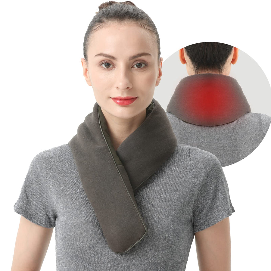 UNCN Electric Neck Heating Pad Filled with Flaxseeds for Neck Pain Relief with Washable Cover Auto Shut Off and 3 Heat Settings, Moist and Dry Heat Therapy for Cramps, Cordless