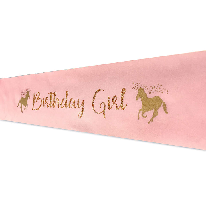 Unicorn Birthday Girl Pink Satin Sash for Girls - Unicorn Party Supplies Birthday Sash - Happy Birthday Unicorn Party Supplies, Favors and Decorations