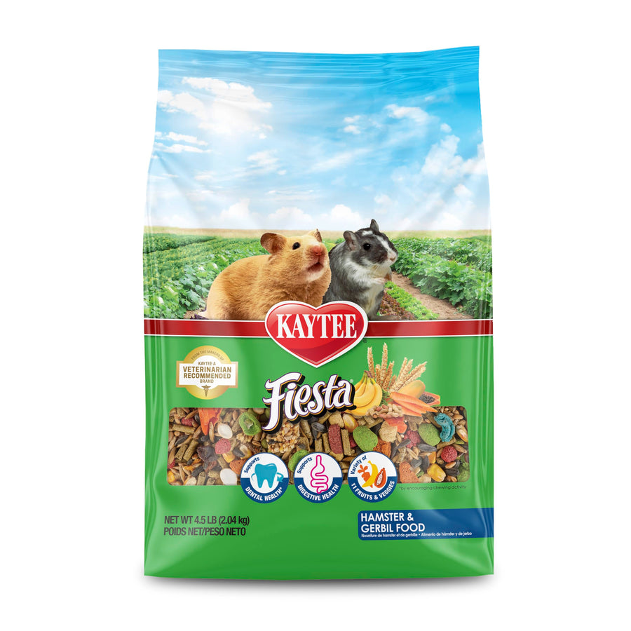 Fiesta Hamster & Gerbil Food, Nutritious and Fun Blend, Supports Dental Health and Digestion, 4.5 pounds