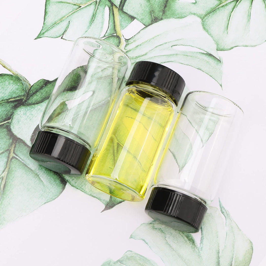 Lab Sample Vials, 36Pcs 20ml Clear Small Glass Vials with Black Screwcap, Liquid Sampling Sample Glass Bottles, Storage Vials for Chemistry Lab Chemicals