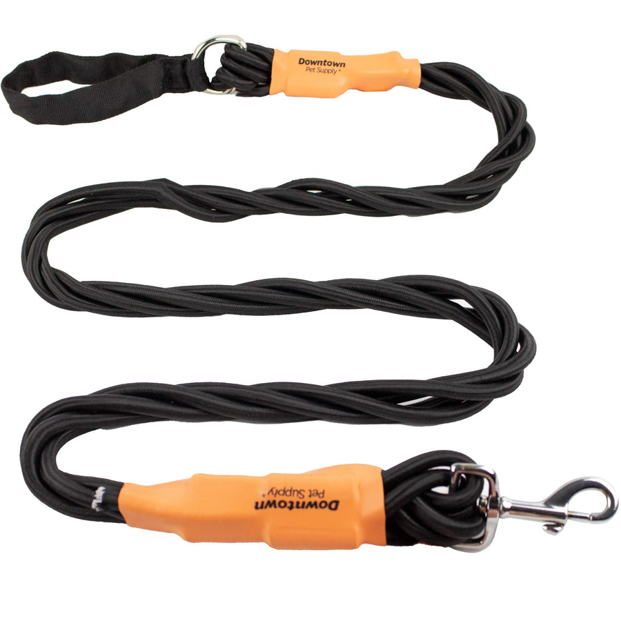 - 5 Heavy-Duty Bungee Dog Leash - Corded Dog Bungee Leash - Dog Training Tools - Strong Dog Leash - Shock-Absorbing Leash for Comfort & Control - Black & Orange - Regular - 0.25
