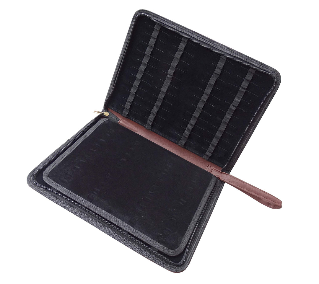 48 Fountain Pen Case, Rollerball Pen Holder PU Leather Bag Pouch Large Capacity for Your Collection - Brown
