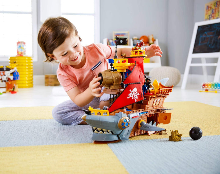Imaginext Shark Bite Pirate Ship, Playset with Pirate Figures and Accessories for Preschool Kids Ages 3 to 8 Years