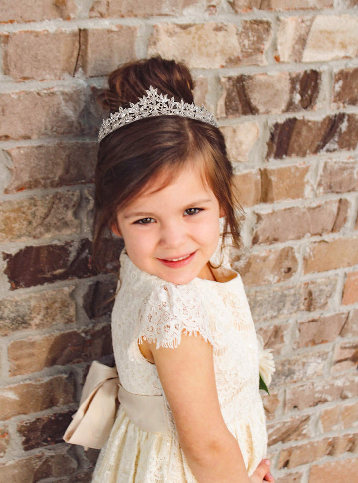 Rhineshtone Wedding Tiara for Bride & Flower Girls - Princess Tiara Headband Bridal Crown, Bridal Hair Accessories for Women, Silver+Clear