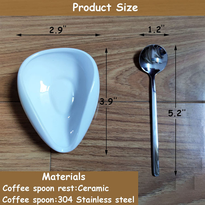 Coffee Spoon Rest and Spoon Set-Christmas Gifts for Coffee Lovers,Small Teaspoon Holder,Coffee Stirrers Holder,Coffee Bar Accessories,Decoration and Orginizer for Coffee Station