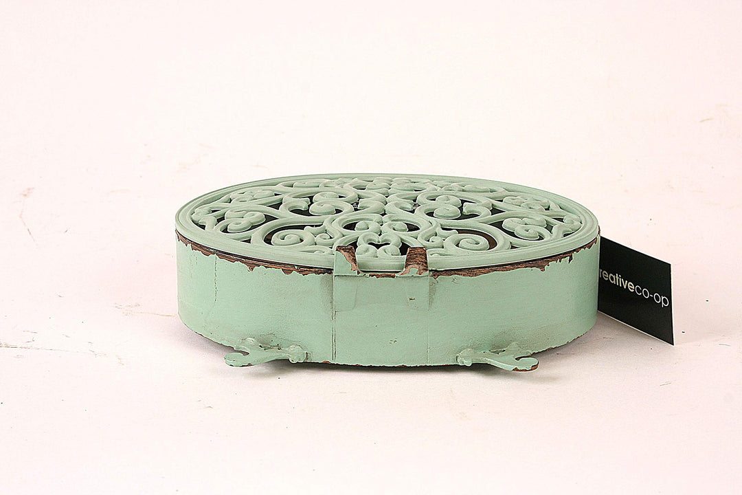 Green Antiqued Pewter Mantel Clock