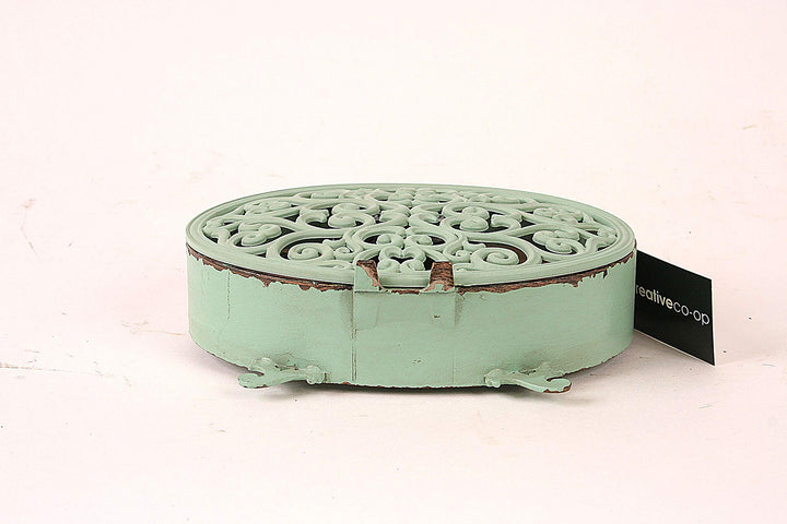 Green Antiqued Pewter Mantel Clock